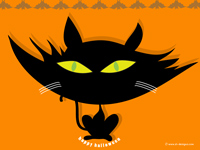 halloween Wallpaper- cat and bats