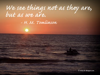 We see things not as they are, but as we are.