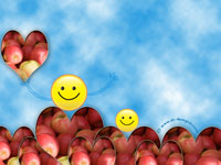 smiley with hearts and apples